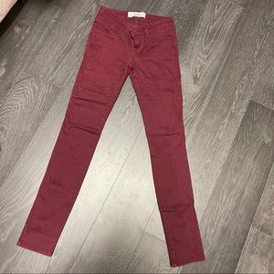 Hollister Low Rise Burgundy Skinny Jeans